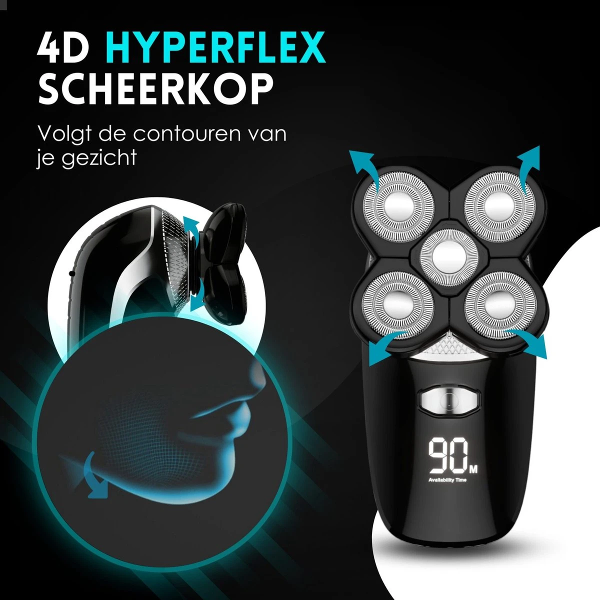 Beeperfect® 5-in-1 Scheerapparaat Mannen - Trimmer - Draadloos Nat En Droog Scheren - 5 Opzetstukken 5 Beeperfect® 5-in-1 Scheerapparaat Mannen - Trimmer - Draadloos Nat En Droog Scheren - 5 Opzetstukken - Afbeelding 5