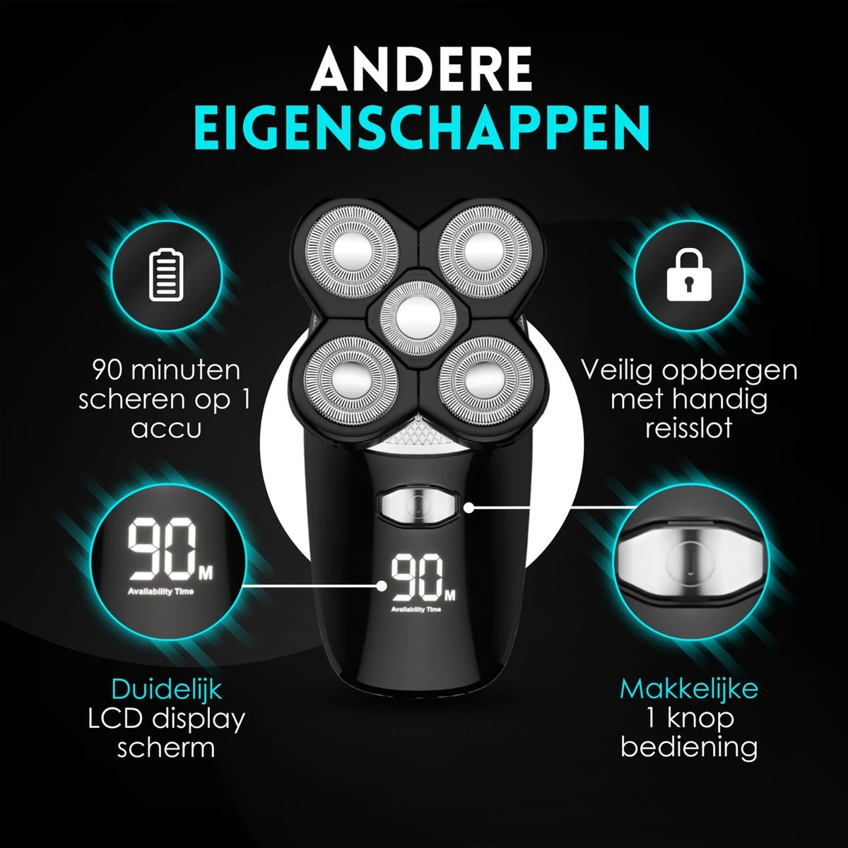 Beeperfect® 5-in-1 Scheerapparaat Mannen - Trimmer - Draadloos Nat En Droog Scheren - 5 Opzetstukken 8 Beeperfect® 5-in-1 Scheerapparaat Mannen - Trimmer - Draadloos Nat En Droog Scheren - 5 Opzetstukken - Afbeelding 8