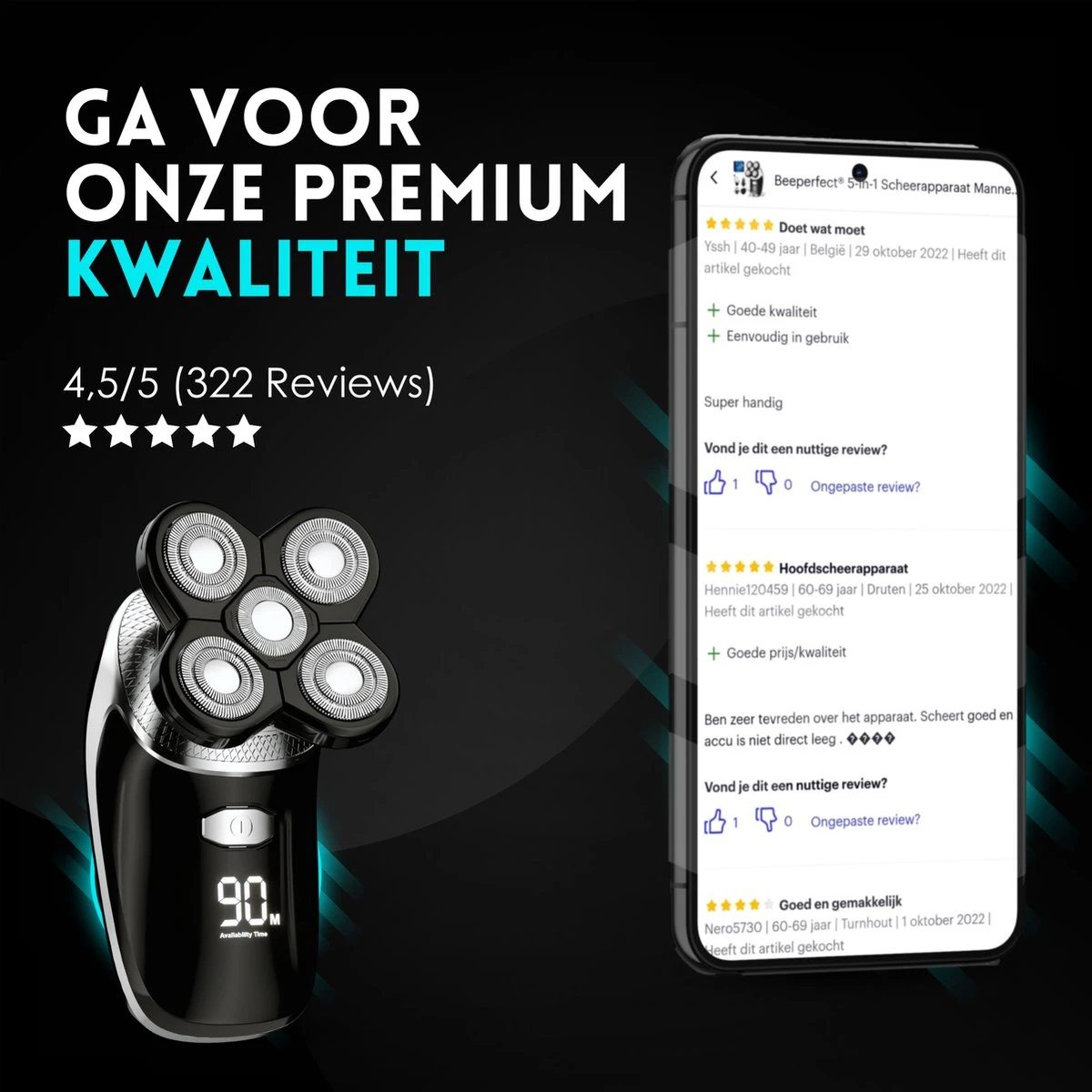 Beeperfect® 5-in-1 Scheerapparaat Mannen - Trimmer - Draadloos Nat En Droog Scheren - 5 Opzetstukken 11 Beeperfect® 5-in-1 Scheerapparaat Mannen - Trimmer - Draadloos Nat En Droog Scheren - 5 Opzetstukken - Afbeelding 11