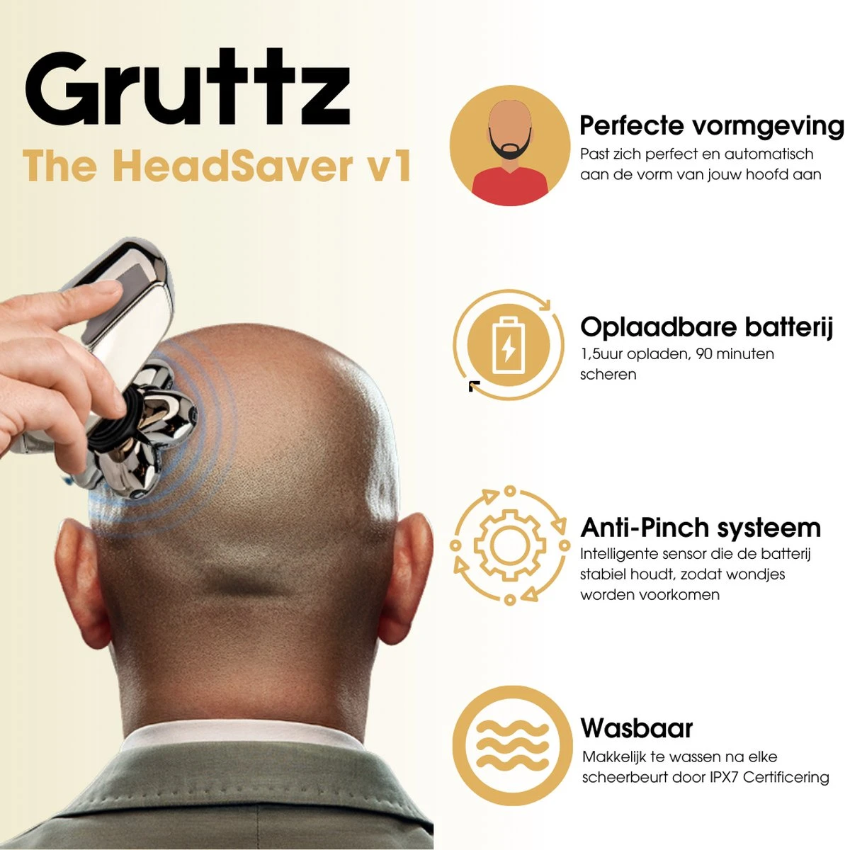 Gruttz - 9-in-1 Scheerapparaat Mannen - Hoofd Kaal Scheren - Gezicht En Hoofd Trimmer - Waterdicht - Nat En Droog Shaver 3 Gruttz - 9-in-1 Scheerapparaat Mannen - Hoofd Kaal Scheren - Gezicht En Hoofd Trimmer - Waterdicht - Nat En Droog Shaver - Afbeelding 3