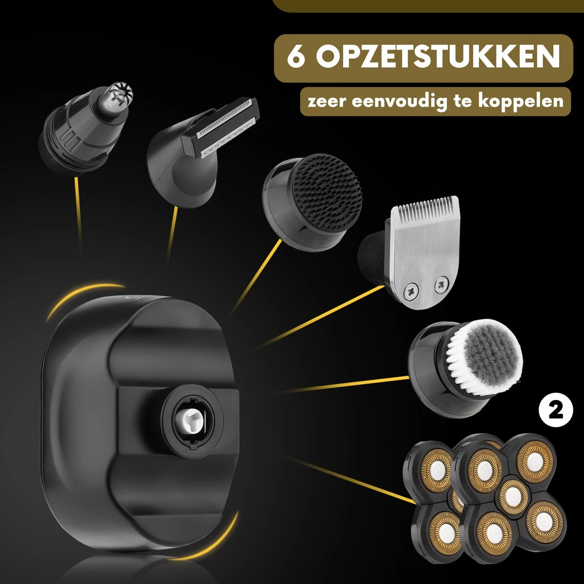 6-in-1 Scheerapparaat Mannen + Extra Scheerkop – Trimmer - Sansbeauté Skull Edition Classic - Electric Face & Head Shaver - Hoofd Kaal Scheren – Nat & Droog - Elektrisch 7 6-in-1 Scheerapparaat Mannen + Extra Scheerkop – Trimmer - Sansbeauté Skull Edition Classic - Electric Face & Head Shaver - Hoofd Kaal Scheren – Nat & Droog - Elektrisch - Afbeelding 7