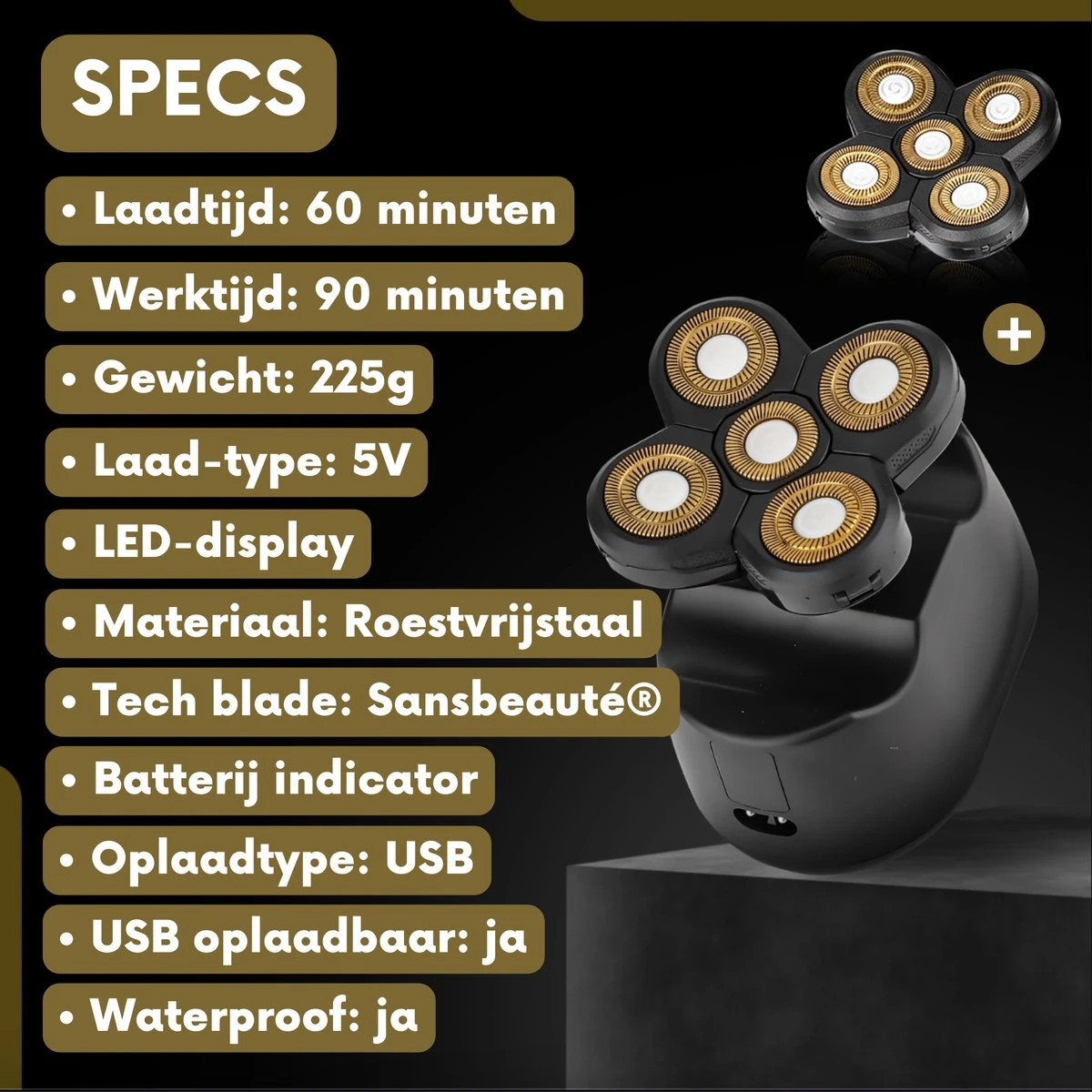 6-in-1 Scheerapparaat Mannen + Extra Scheerkop – Trimmer - Sansbeauté Skull Edition Classic - Electric Face & Head Shaver - Hoofd Kaal Scheren – Nat & Droog - Elektrisch 14 6-in-1 Scheerapparaat Mannen + Extra Scheerkop – Trimmer - Sansbeauté Skull Edition Classic - Electric Face & Head Shaver - Hoofd Kaal Scheren – Nat & Droog - Elektrisch - Afbeelding 14