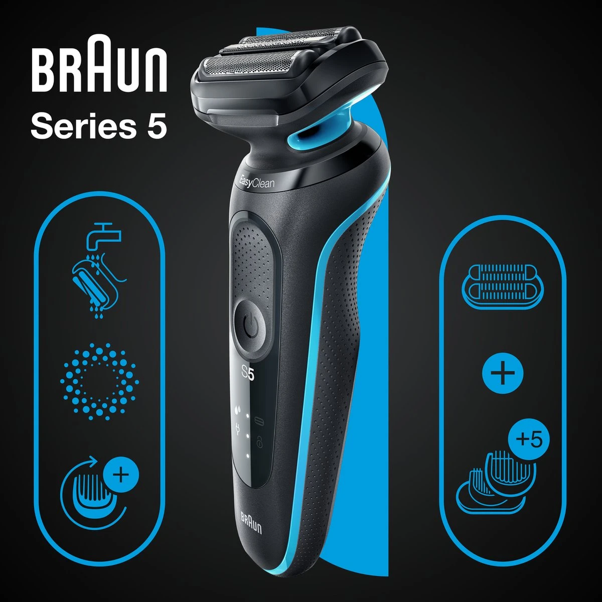 Braun Series 5 51-M1850s - Elektrisch Scheerapparaat Mannen - Met 2 EasyClick-opzetstukken - Munt 2 Braun Series 5 51-M1850s - Elektrisch Scheerapparaat Mannen - Met 2 EasyClick-opzetstukken - Munt - Afbeelding 2