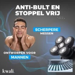 Kwali.® Scheerapparaat Mannen Pro 2023 - Baardtrimmer - Bodygroomer Mannen - Trimmer Baard - Draadloos - Waterbestendig - Blauw -Verzorgingsproductenwinkel 1200x1200 1672