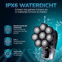 DynaBright Professioneel Scheerapparaat - 6 In 1 - 8 Roterende Bits - Mannen - Neustrimmer - Baard - 6 Opzetstukken - Tondeuse - Trimmer - Nat En Droog Scheren - Draadloos - Shaver - Zwart -Verzorgingsproductenwinkel 1200x1200 1679
