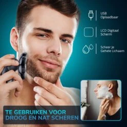 DynaBright Professioneel Scheerapparaat - 6 In 1 - 8 Roterende Bits - Mannen - Neustrimmer - Baard - 6 Opzetstukken - Tondeuse - Trimmer - Nat En Droog Scheren - Draadloos - Shaver - Zwart -Verzorgingsproductenwinkel 1200x1200 1681
