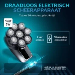 DynaBright Professioneel Scheerapparaat - 6 In 1 - 8 Roterende Bits - Mannen - Neustrimmer - Baard - 6 Opzetstukken - Tondeuse - Trimmer - Nat En Droog Scheren - Draadloos - Shaver - Zwart -Verzorgingsproductenwinkel 1200x1200 1684