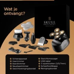 Skull Brothers® Wolf Pro - Scheerapparaat Voor Mannen 6 In 1 - Hoofd Kaal Scheren - Gezicht En Hoofd Trimmer - Waterdicht - Nat En Droog Shaver -Verzorgingsproductenwinkel 1200x1200 1713