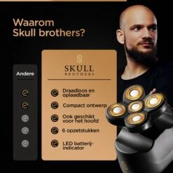 Skull Brothers® Wolf Pro - Scheerapparaat Voor Mannen 6 In 1 - Hoofd Kaal Scheren - Gezicht En Hoofd Trimmer - Waterdicht - Nat En Droog Shaver -Verzorgingsproductenwinkel 1200x1200 1714