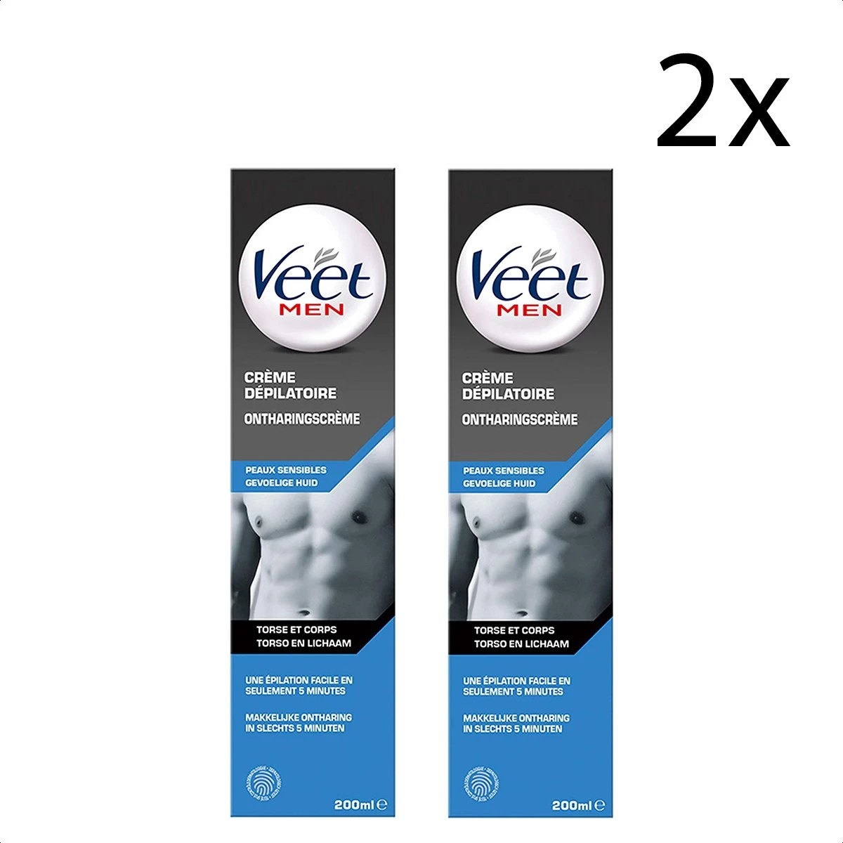 Veet - Men - Ontharingscrème - Gevoelige Huid - 2 X 200 Ml 9 Veet - Men - Ontharingscrème - Gevoelige Huid - 2 X 200 Ml - Afbeelding 9