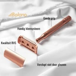 Bolano® Safety Razor Set Rose Gold + 30 Double Edge Scheermesjes + Houder - Klassiek Scheermes Voor Mannen En Vrouwen - D663 -Verzorgingsproductenwinkel 1200x1200 313
