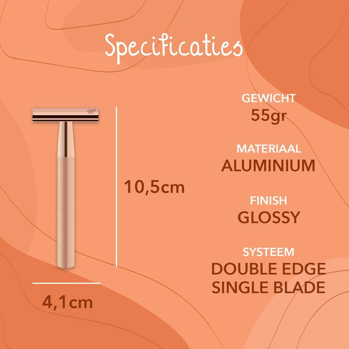Bamboozy Safety Razor + 10 Scheermesjes Aluminium Rose Gold Goud Unisex Voor Vrouwen Scheermes 6 Bamboozy Safety Razor + 10 Scheermesjes Aluminium Rose Gold Goud Unisex Voor Vrouwen Scheermes - Afbeelding 6