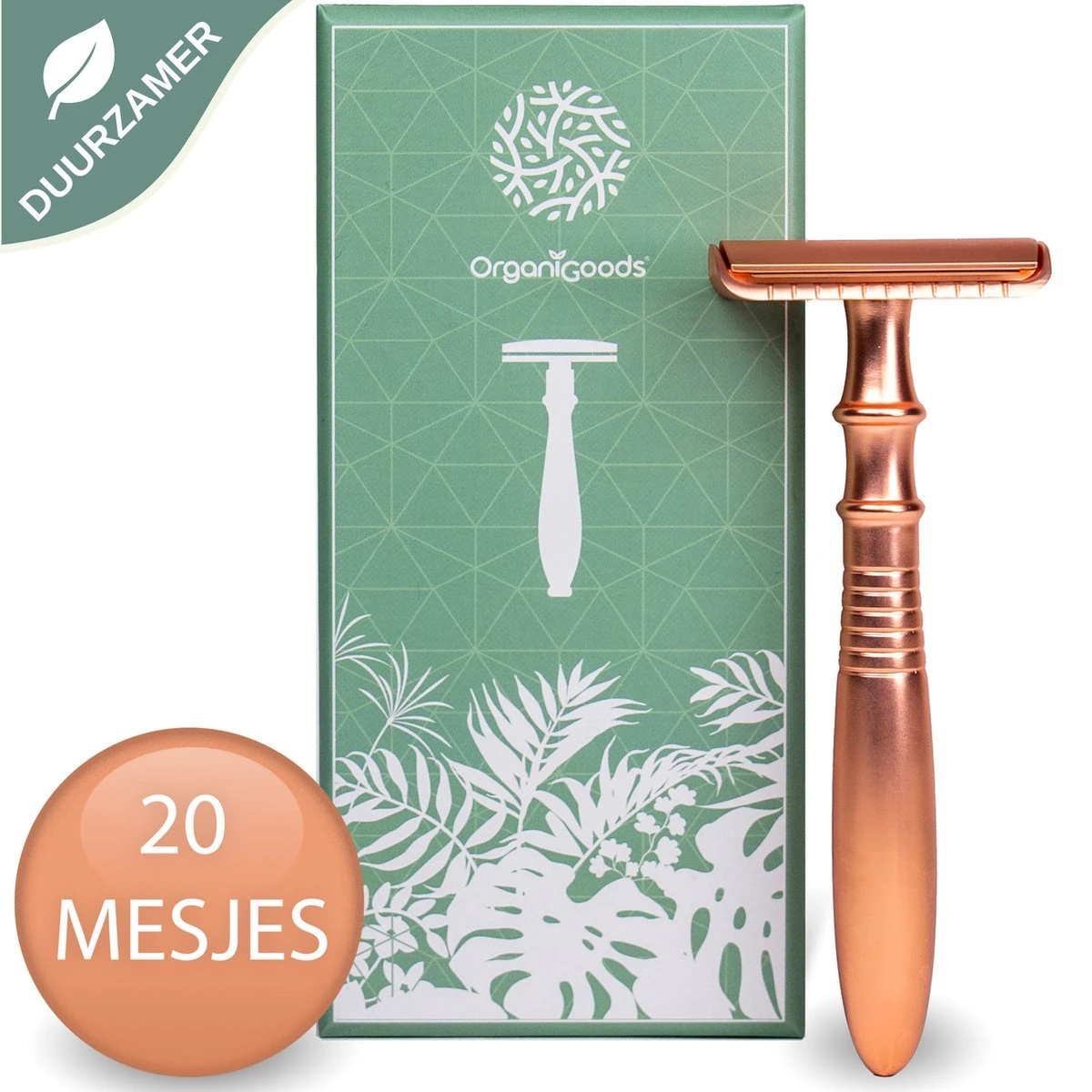 OrganiGoods Safety Razor + 20 Scheermesjes Blades - Safety Razor Voor Vrouwen - Rose Gold Goud Scheermes - Double Edge Single Blade - Veiligheidsscheermes - Duurzaam Scheermesje 1 OrganiGoods Safety Razor + 20 Scheermesjes Blades - Safety Razor Voor Vrouwen - Rose Gold Goud Scheermes - Double Edge Single Blade - Veiligheidsscheermes - Duurzaam Scheermesje