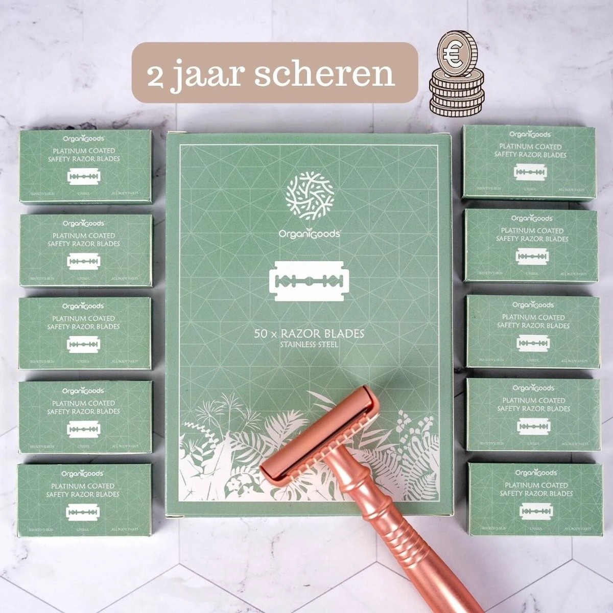 OrganiGoods Safety Razor Blades - 50 Stuks - Mesjes - Platinum Scheermesjes - Navulling Mesjes - Alle Lichaamsdelen - Double Edge Blade Scheermes - Zero Waste 3 OrganiGoods Safety Razor Blades - 50 Stuks - Mesjes - Platinum Scheermesjes - Navulling Mesjes - Alle Lichaamsdelen - Double Edge Blade Scheermes - Zero Waste - Afbeelding 3