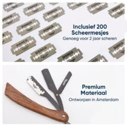 Mousche Barbiersmes Met 200 Scheermesjes - Klassiek Open Scheermes - Barber Mes - Shavette - Straight Razor - Klapmes - Nekmes - Kappersmes -Verzorgingsproductenwinkel 1200x1200 494