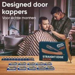 Mousche Barbiersmes Met 200 Scheermesjes - Klassiek Open Scheermes - Barber Mes - Shavette - Straight Razor - Klapmes - Nekmes - Kappersmes -Verzorgingsproductenwinkel 1200x1200 495
