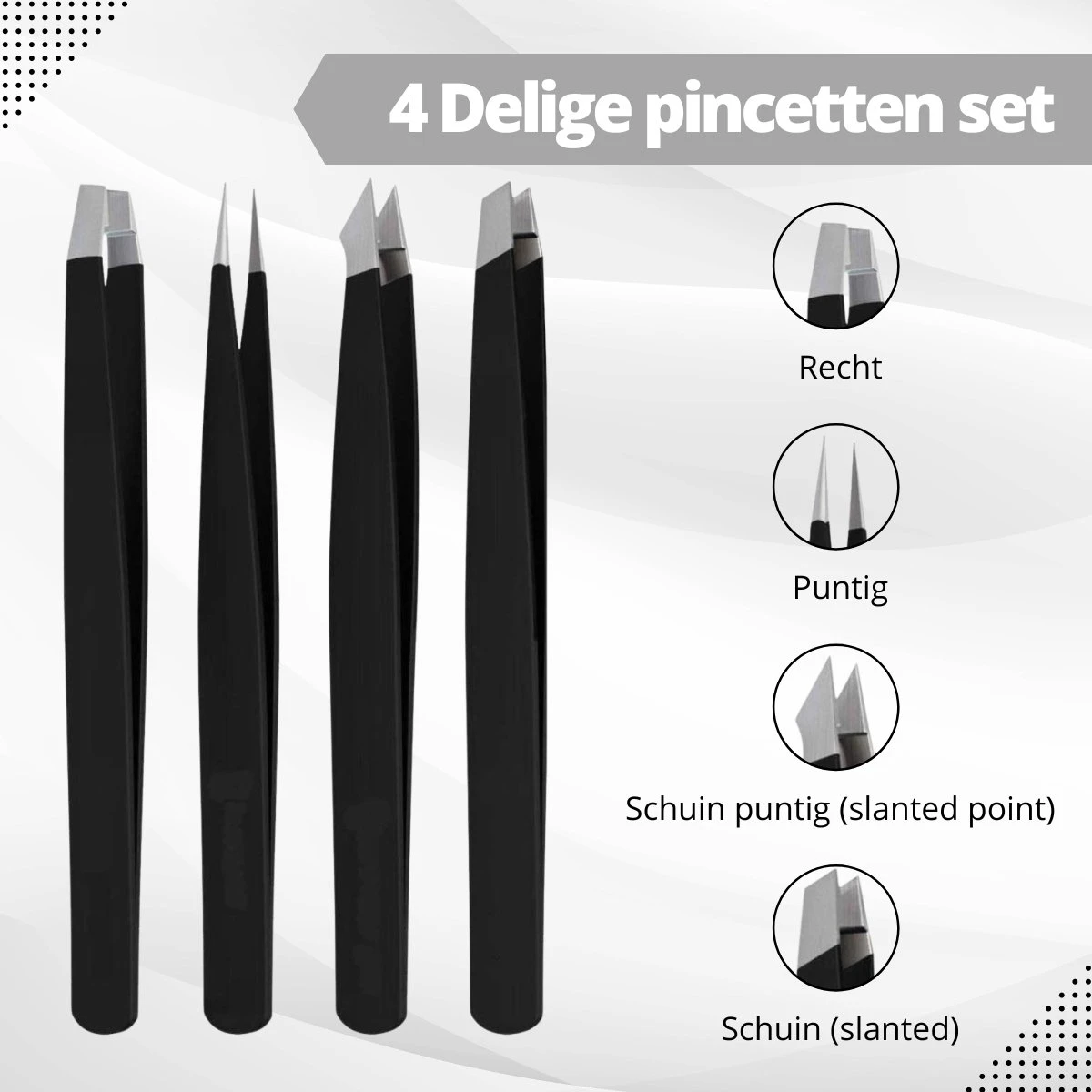 AdroitGoods Pincet Epileer Set - 4 Delig 2 AdroitGoods Pincet Epileer Set - 4 Delig - Afbeelding 2