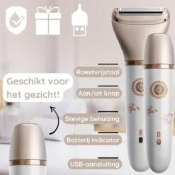 2-in-1 Ladyshave Gezicht - Oksels - Benen - Bikinilijn - Scheerapparaat Vrouw - Haarverwijderaar Dames - Trimmer Vrouw - Intieme Zone Schaamhaar - Ladyshaves Bikini - Oplaadbaar -Verzorgingsproductenwinkel 1200x1200 964