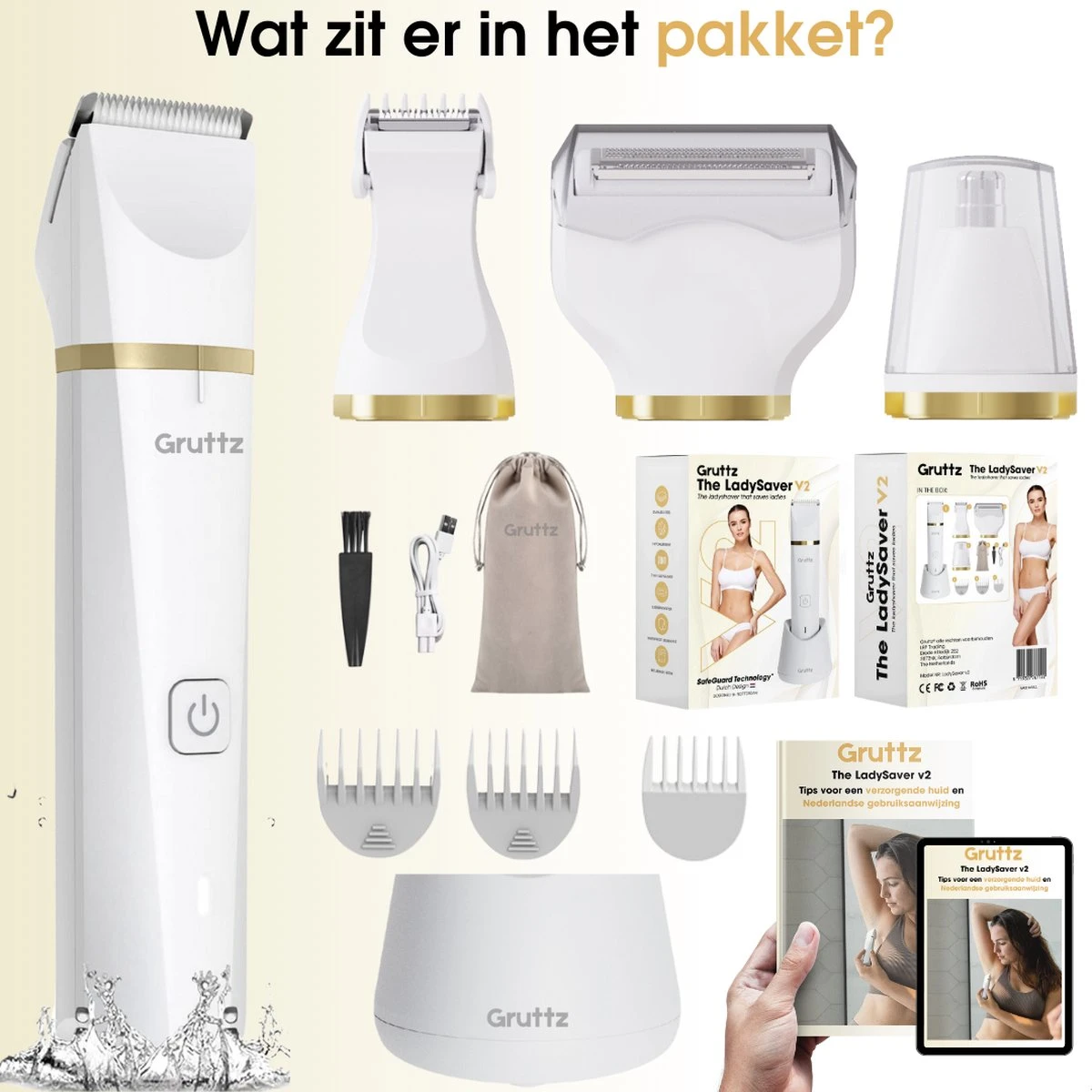Gruttz - 7 In 1 Ladyshaver PRO Voor Vrouwen V2 - Inclusief Reistas - Trimmer Vrouw - Scheerapparaat Vrouwen - Bikini 8 Gruttz - 7 In 1 Ladyshaver PRO Voor Vrouwen V2 - Inclusief Reistas - Trimmer Vrouw - Scheerapparaat Vrouwen - Bikini - Afbeelding 8