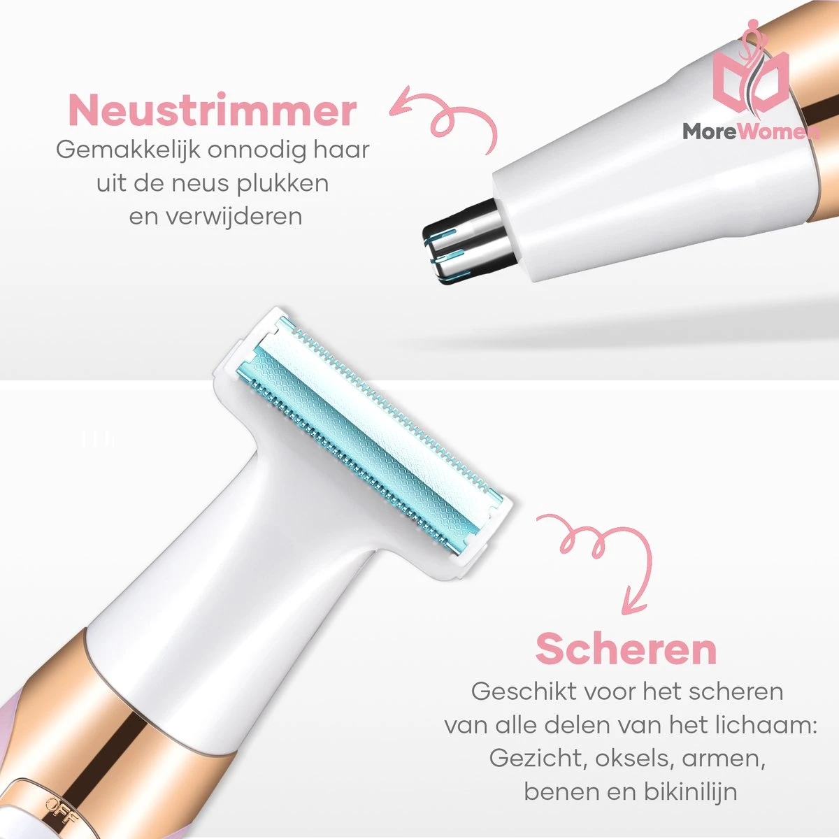 MoreWomen® - 5-in-1 Ladyshave - Epileerapparaat Dames - Ladyshaves Voor Vrouwen - Scheerapparaat Vrouw - Nat En Droog 3 MoreWomen® - 5-in-1 Ladyshave - Epileerapparaat Dames - Ladyshaves Voor Vrouwen - Scheerapparaat Vrouw - Nat En Droog - Afbeelding 3