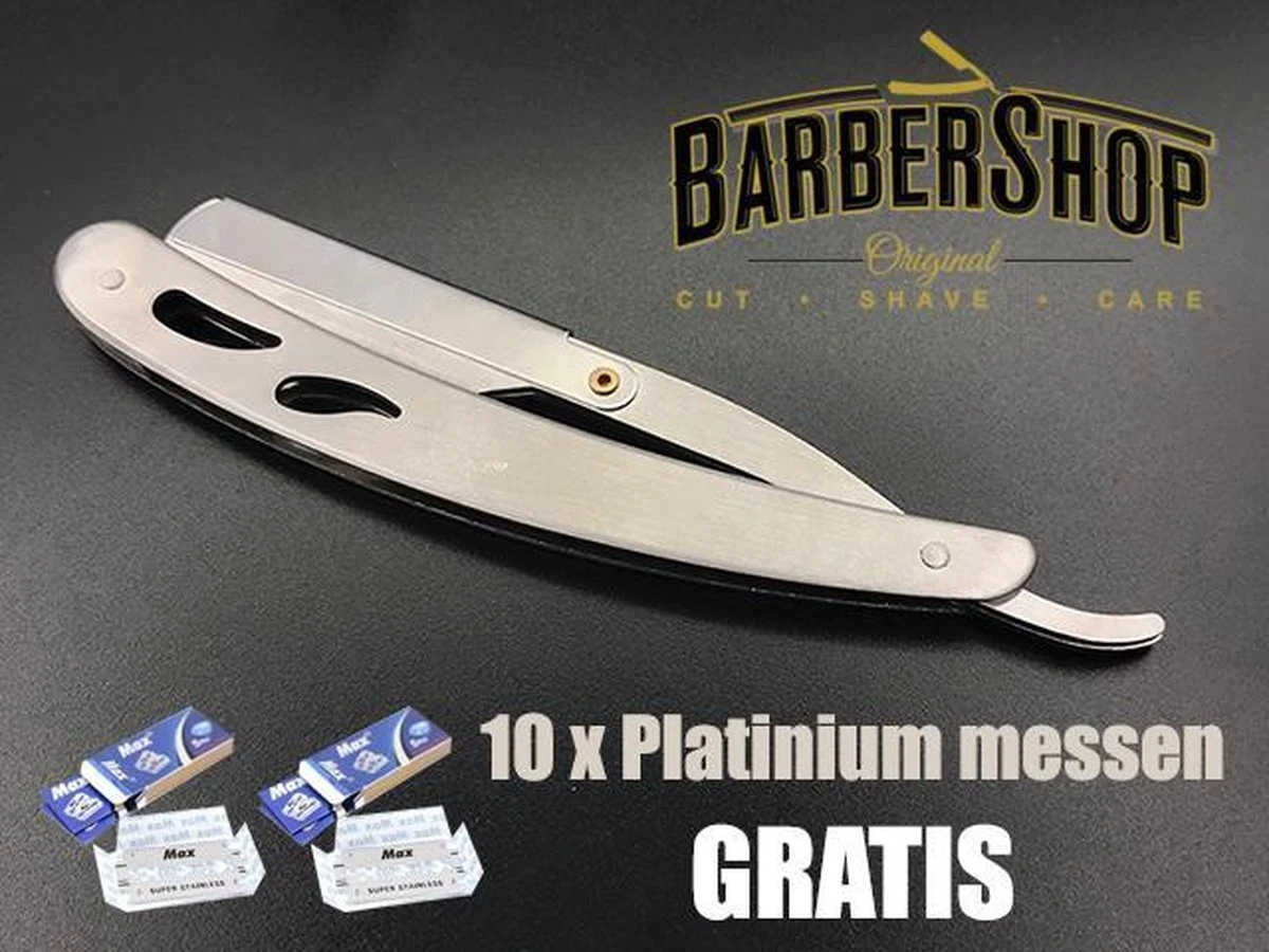 Merkloos Barberboy Shavette Razor Zilver - Klassiek Open Barbiersmes - Sheren Als Bij De Kapper! Open Straight Edge Klapmes – Scheermes – Razor – Cutthroat Van RVS Roestvrij Staal. Inclusief 10 Vervangbare Double Edge Scheermesjes! - Klapmes - Barbiersmes 1 Merkloos Barberboy Shavette Razor Zilver - Klassiek Open Barbiersmes - Sheren Als Bij De Kapper! Open Straight Edge Klapmes – Scheermes – Razor – Cutthroat Van RVS Roestvrij Staal. Inclusief 10 Vervangbare Double Edge Scheermesjes! - Klapmes - Barbiersmes