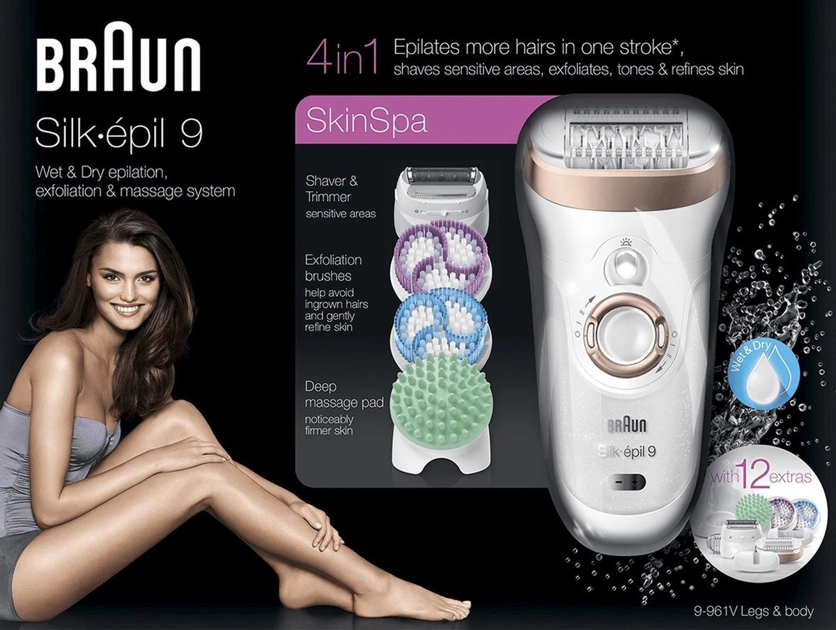 Braun Silk-épil 9 9-961v SkinSpa Epilator 4 Braun Silk-épil 9 9-961v SkinSpa Epilator - Afbeelding 4