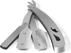 Rvs Scheermes Mannen Inclusief 100 Derby Premium Scheermesjes - Barbiersmes - Shavette - Kappers Mes - Klassiek Open Scheermes - Klapmes - Huismerk Shopgelijk -Verzorgingsproductenwinkel 1200x906