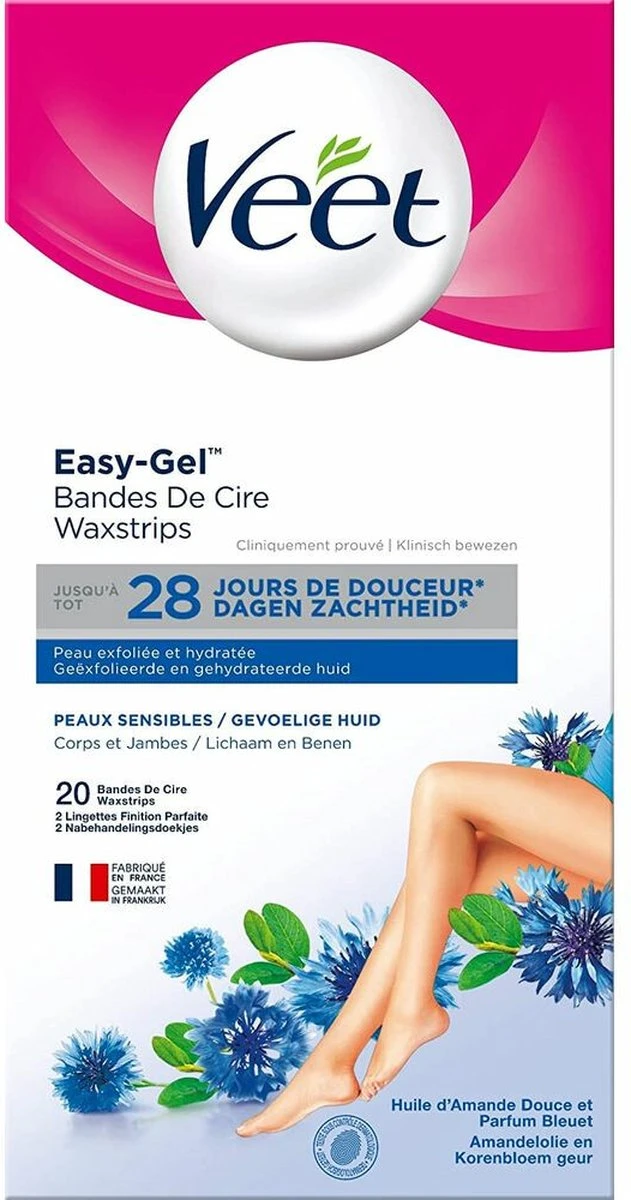 Veet - Ontharingsstrips - Benen & Lichaam - Gevoelige Huid - Easy-Gelwax - 20 Stuks 1 Veet - Ontharingsstrips - Benen & Lichaam - Gevoelige Huid - Easy-Gelwax - 20 Stuks