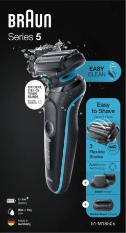 Braun Series 5 51-M1850s - Elektrisch Scheerapparaat Mannen - Met 2 EasyClick-opzetstukken - Munt 19 Braun Series 5 51-M1850s - Elektrisch Scheerapparaat Mannen - Met 2 EasyClick-opzetstukken - Munt -Verzorgingsproductenwinkel 649x1200