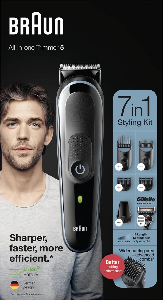 Braun Multigroomer 5 MGK5355 - 7in1 Trimmer Voor Mannen - 5 Opzetstukken 8 Braun Multigroomer 5 MGK5355 - 7in1 Trimmer Voor Mannen - 5 Opzetstukken - Afbeelding 8