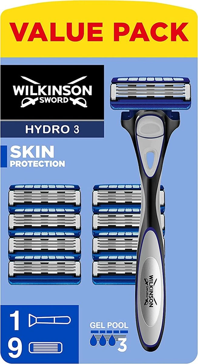 Wilkinson Sword Hydro 3 Scheermes Met 9 Mesjes 1 Wilkinson Sword Hydro 3 Scheermes Met 9 Mesjes