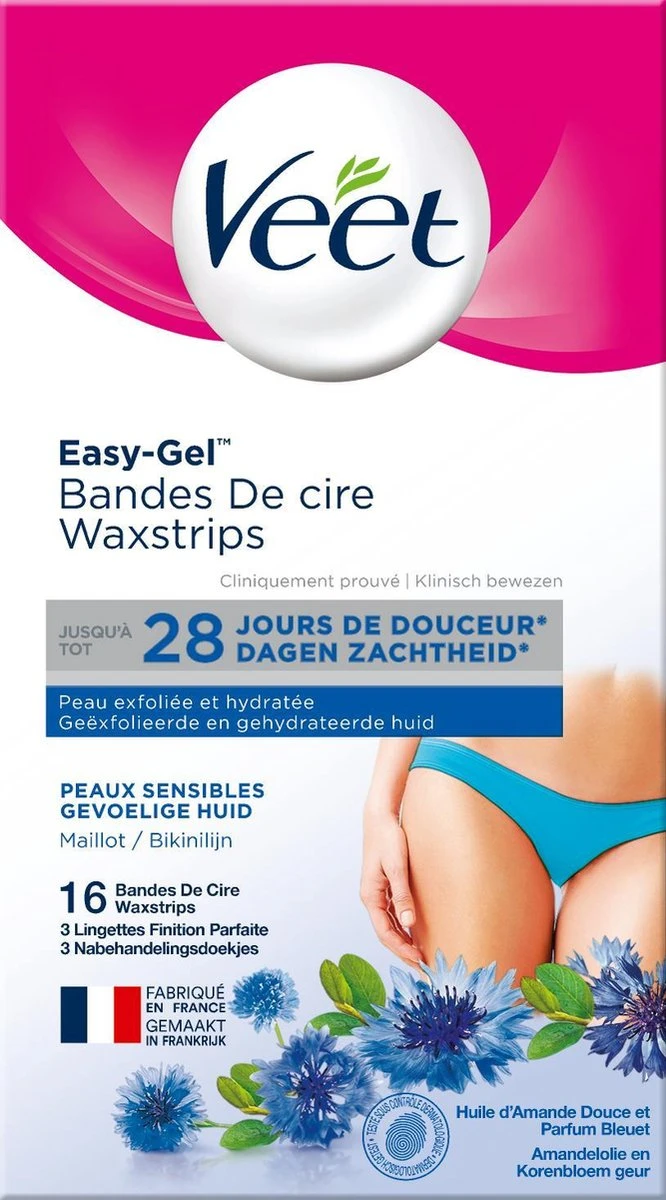 Veet - Easy-Gel Wax - Ontharingsstrips - Bikinilijn - Gevoelige Huid - 2 X 16 Stuks 4 Veet - Easy-Gel Wax - Ontharingsstrips - Bikinilijn - Gevoelige Huid - 2 X 16 Stuks - Afbeelding 4