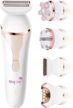 TheBeautyWay 4 In 1 Ladyshave – Draadloos - Nat & Droog - Massage, Reinig & Epileer - Scheerapparaat Vrouw