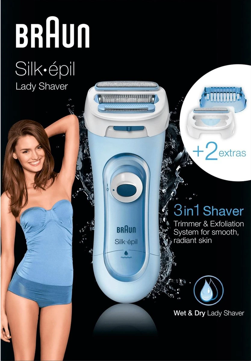 Braun Silk-épil Lady Shaver 5-160 - Bleu - 3en1 Pour Femme - Rasoir Électrique - Tondeuse & Exfoliation 10 Braun Silk-épil Lady Shaver 5-160 - Bleu - 3en1 Pour Femme - Rasoir Électrique - Tondeuse & Exfoliation - Afbeelding 10