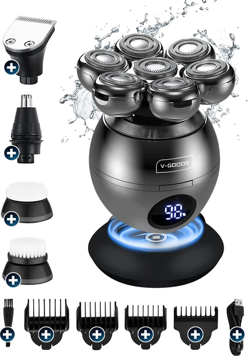 V-Goods Professioneel 5 In 1 Scheerapparaat - Mannen - 7D - 9 Opzetstukken - Tondeuse - Trimmer - Nat En Droog Scheren - Draadloos 1 V-Goods Professioneel 5 In 1 Scheerapparaat - Mannen - 7D - 9 Opzetstukken - Tondeuse - Trimmer - Nat En Droog Scheren - Draadloos