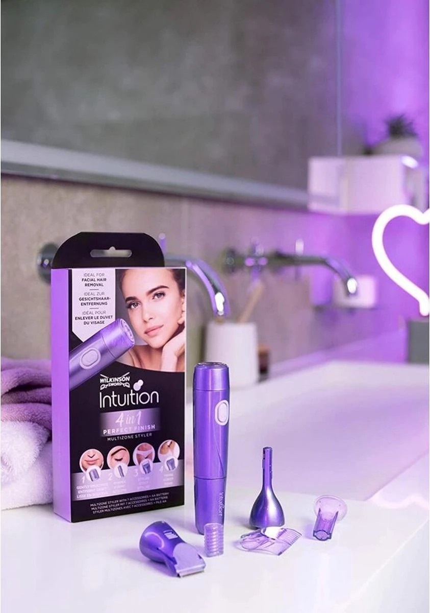 Wilkinson Intuition 4 In 1 Perfect Finish Multizone Styler Met 7 Accessoires En Batterij - 4-in-1 Trimmer Met Flexibile Scheeropzetstukken 2 Wilkinson Intuition 4 In 1 Perfect Finish Multizone Styler Met 7 Accessoires En Batterij - 4-in-1 Trimmer Met Flexibile Scheeropzetstukken - Afbeelding 2