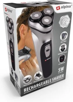 Alpina Scheerapparaat - USB-Oplaadbaar - 3 Zwevende Scheerkoppen - Pop-Up Trimmer - Met Reinigingsborsteltje En Beschermkap - USB-kabel -Verzorgingsproductenwinkel 864x1200