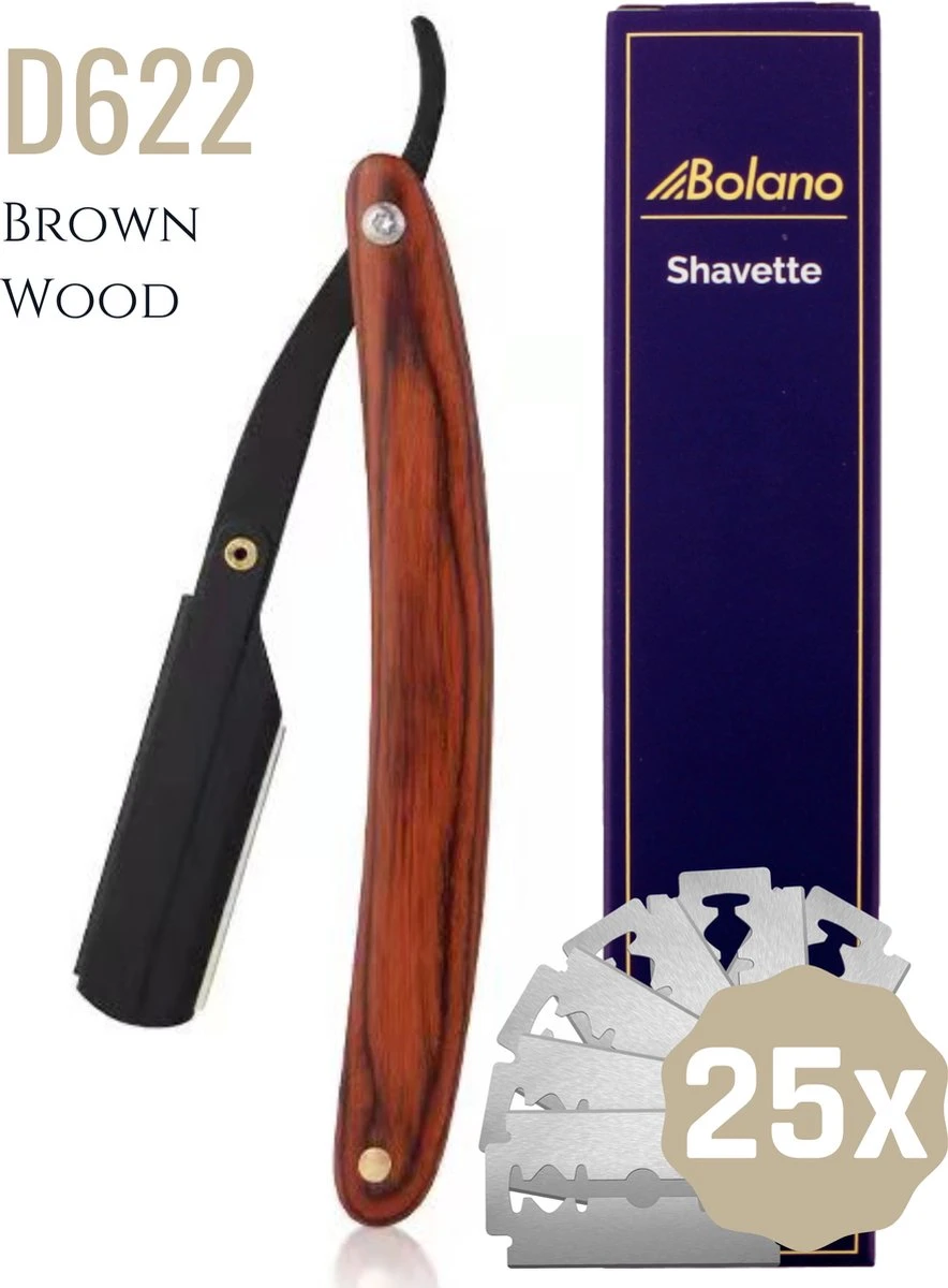 Bolano® Premium Shavette Open Scheermes Brown Wood + 50 Single Edge Scheermesjes - Klassiek Barbiersmes Straight Razor Voor Mannen - Cut Throat Razor Nekmes - Klassiek Klap Scheermes - Safety Razor Feather Mes 1 Bolano® Premium Shavette Open Scheermes Brown Wood + 50 Single Edge Scheermesjes - Klassiek Barbiersmes Straight Razor Voor Mannen - Cut Throat Razor Nekmes - Klassiek Klap Scheermes - Safety Razor Feather Mes