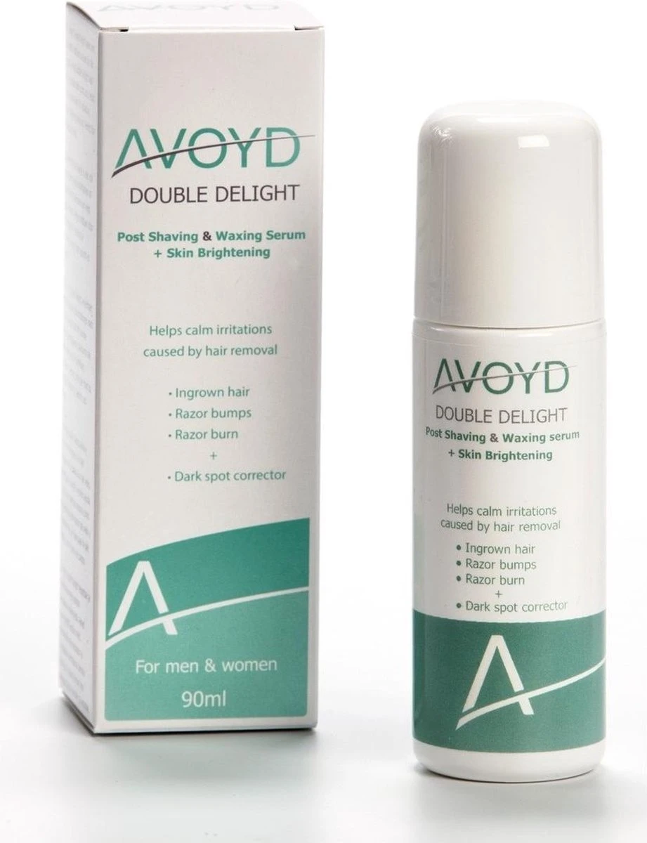 Avoyd Double Delight 90ml - Voorkomt En Verhelpt Ingegroeide Haartjes, Scheerirritatie En Scheerbultjes. Daarnaast Reduceert Het Pigmentvlekjes - Geschikt Voor M/v - 043 1 Avoyd Double Delight 90ml - Voorkomt En Verhelpt Ingegroeide Haartjes, Scheerirritatie En Scheerbultjes. Daarnaast Reduceert Het Pigmentvlekjes - Geschikt Voor M/v - 043