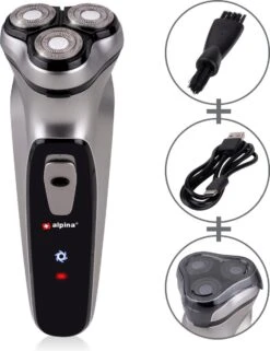 Alpina Scheerapparaat - USB-Oplaadbaar - 3 Zwevende Scheerkoppen - Pop-Up Trimmer - Met Reinigingsborsteltje En Beschermkap - USB-kabel -Verzorgingsproductenwinkel 922x1200 3