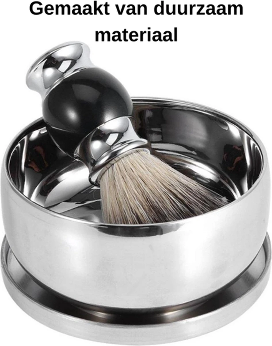 Complete Scheerset - Vaderdag Cadeau - RVS Scheerkom - Scheerkwast - Scheermeshouder - Badkamer Set - Scheerspullen 8 Complete Scheerset - Vaderdag Cadeau - RVS Scheerkom - Scheerkwast - Scheermeshouder - Badkamer Set - Scheerspullen - Afbeelding 8