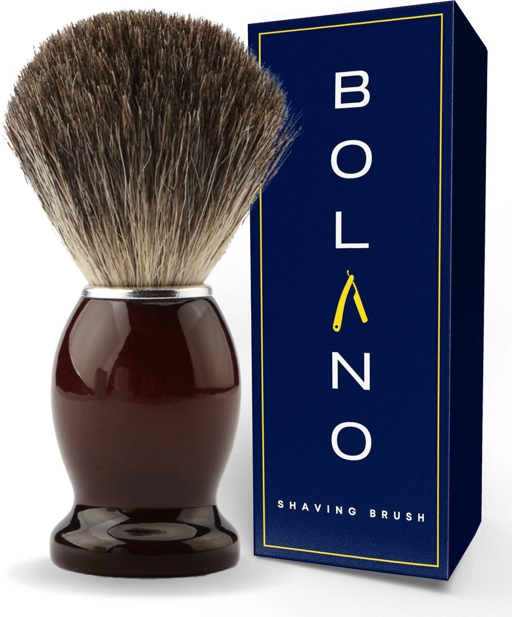 Bolano® Premium Duurzaam Scheerkwast Brown Wood - Klassiek Scheerkwast Voor Mannen En Vrouwen - 100% Soepel Haar Voor Een Optimale Verdeling 1 Bolano® Premium Duurzaam Scheerkwast Brown Wood - Klassiek Scheerkwast Voor Mannen En Vrouwen - 100% Soepel Haar Voor Een Optimale Verdeling